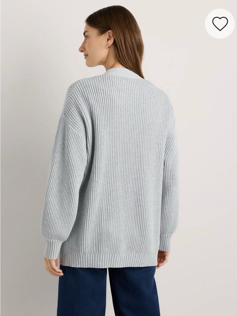 Quince Light Gray Open-Front Ribbed Cardigan - Picture 4 of 8